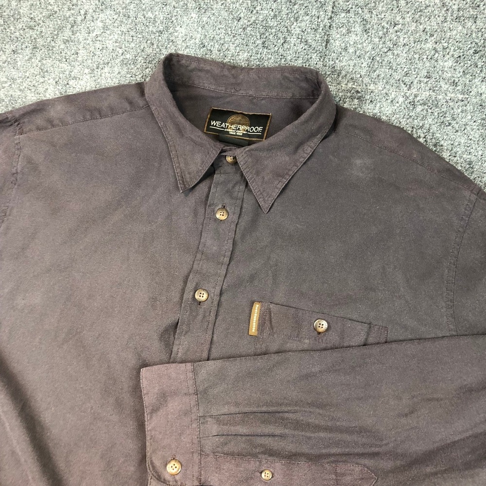 WEATHERPROOF Garment Company Men's XL Button Down Long Sleeve‎ Shirt Brown